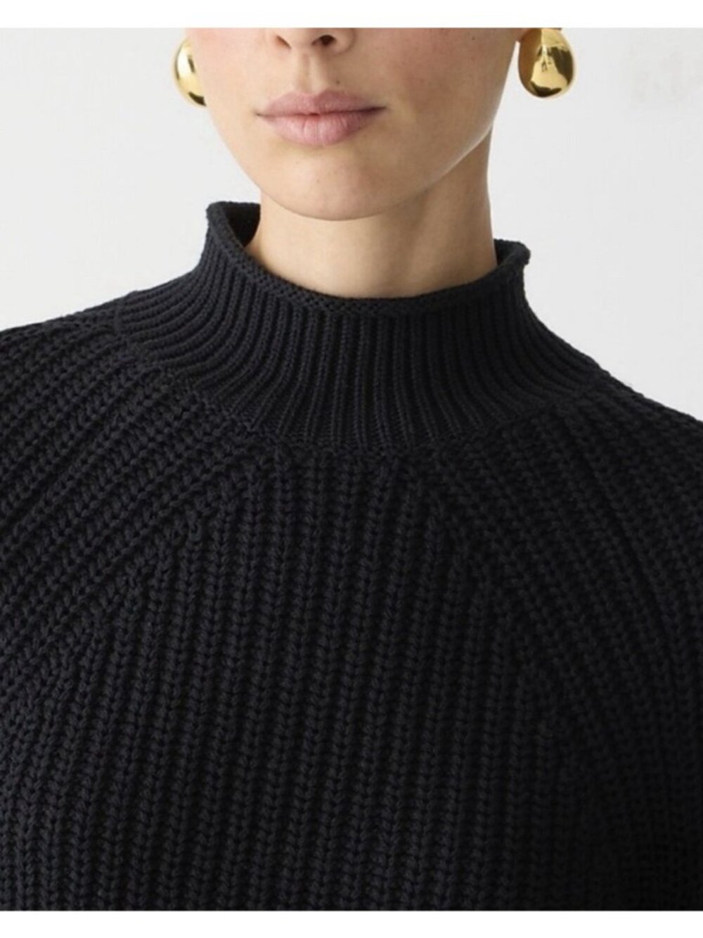 J Crew Womens Relaxed Rollneck Sweater XS Black Cotton Preppy Oversized Chunky - Picture 10 of 10